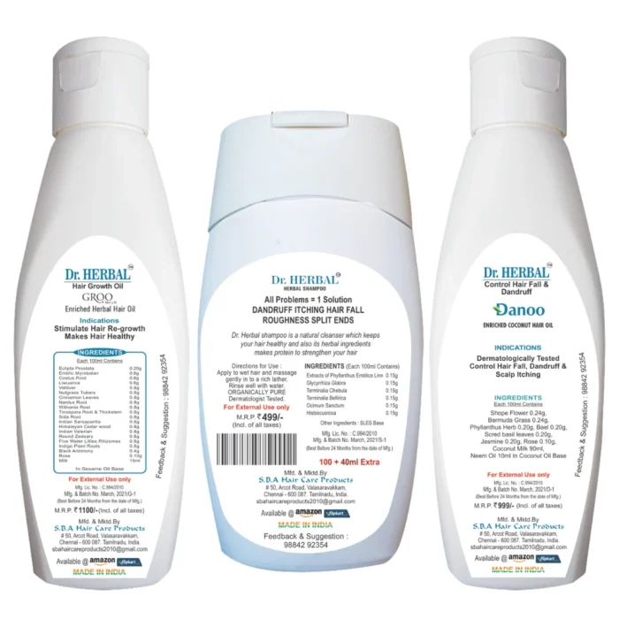 Dr herbal combo hair regrowth oil and anti dandruff oil with shampoo